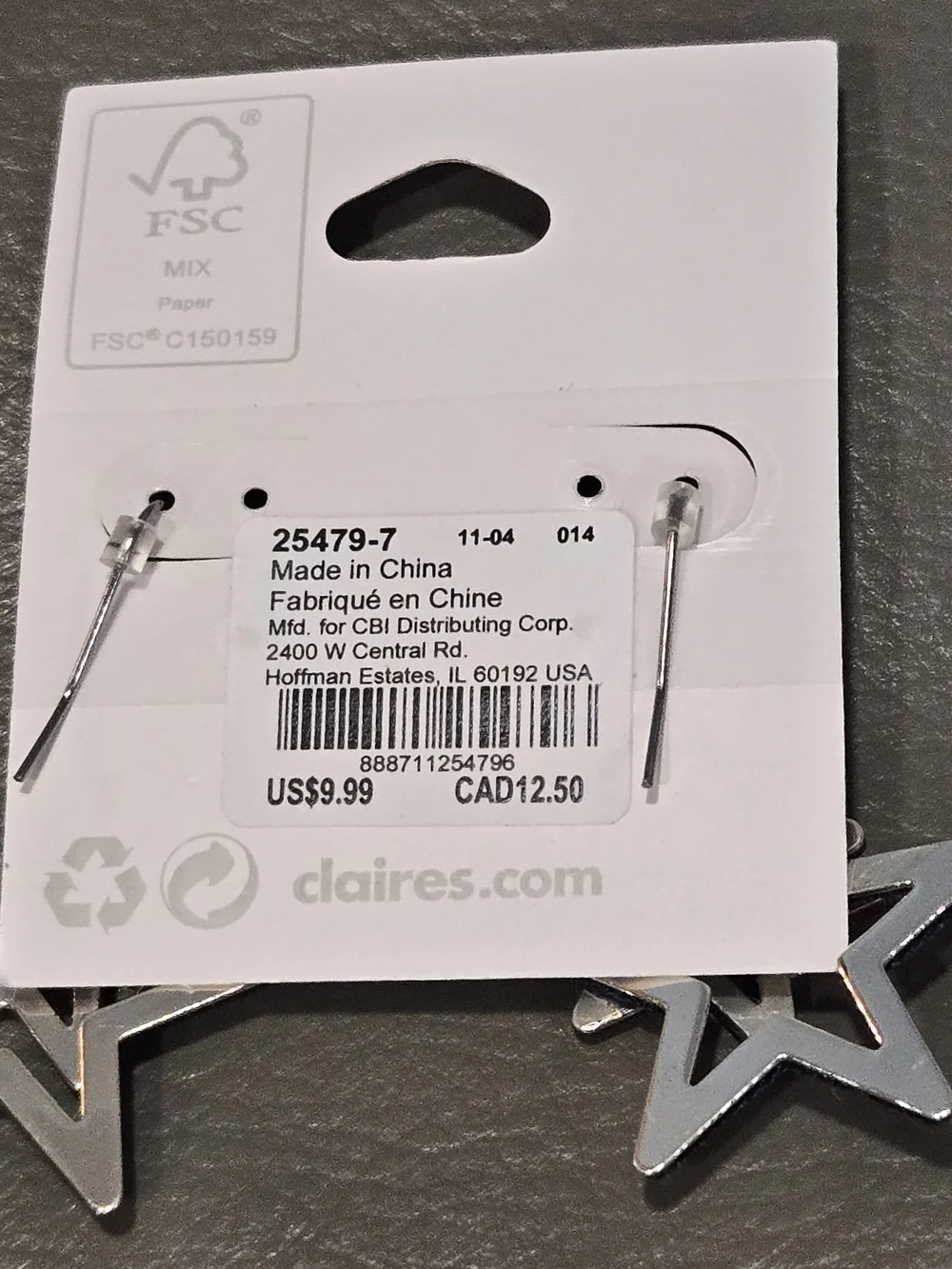 Claire's Red & Blue Star Dangle Earrings for Kids